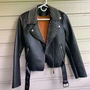 Custom made studded leather jacket